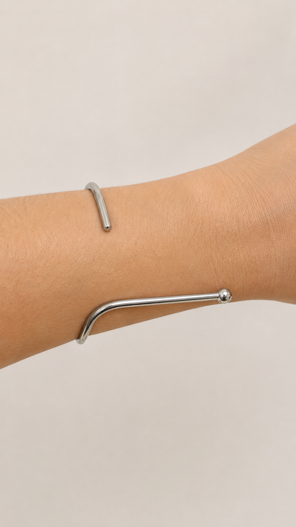 Bracelete Slim Esfera Ródio Branco