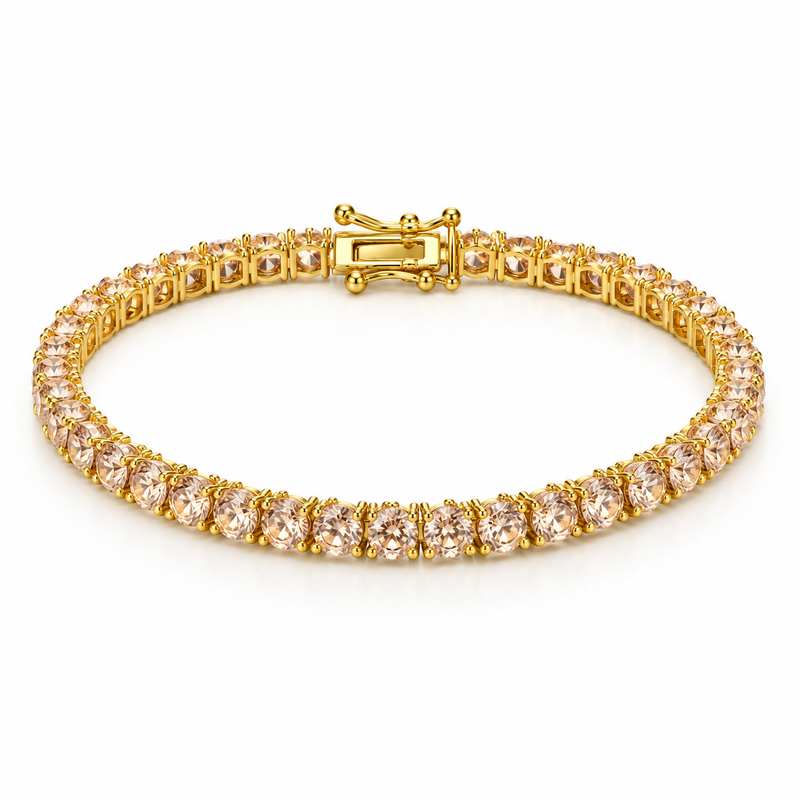 Pulseira Riviera Três Pontas Champagne Ouro 18k