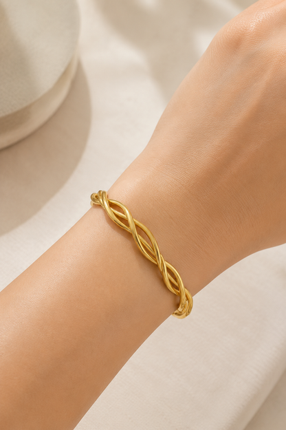 Bracelete Triplo Trançado Ouro 18k