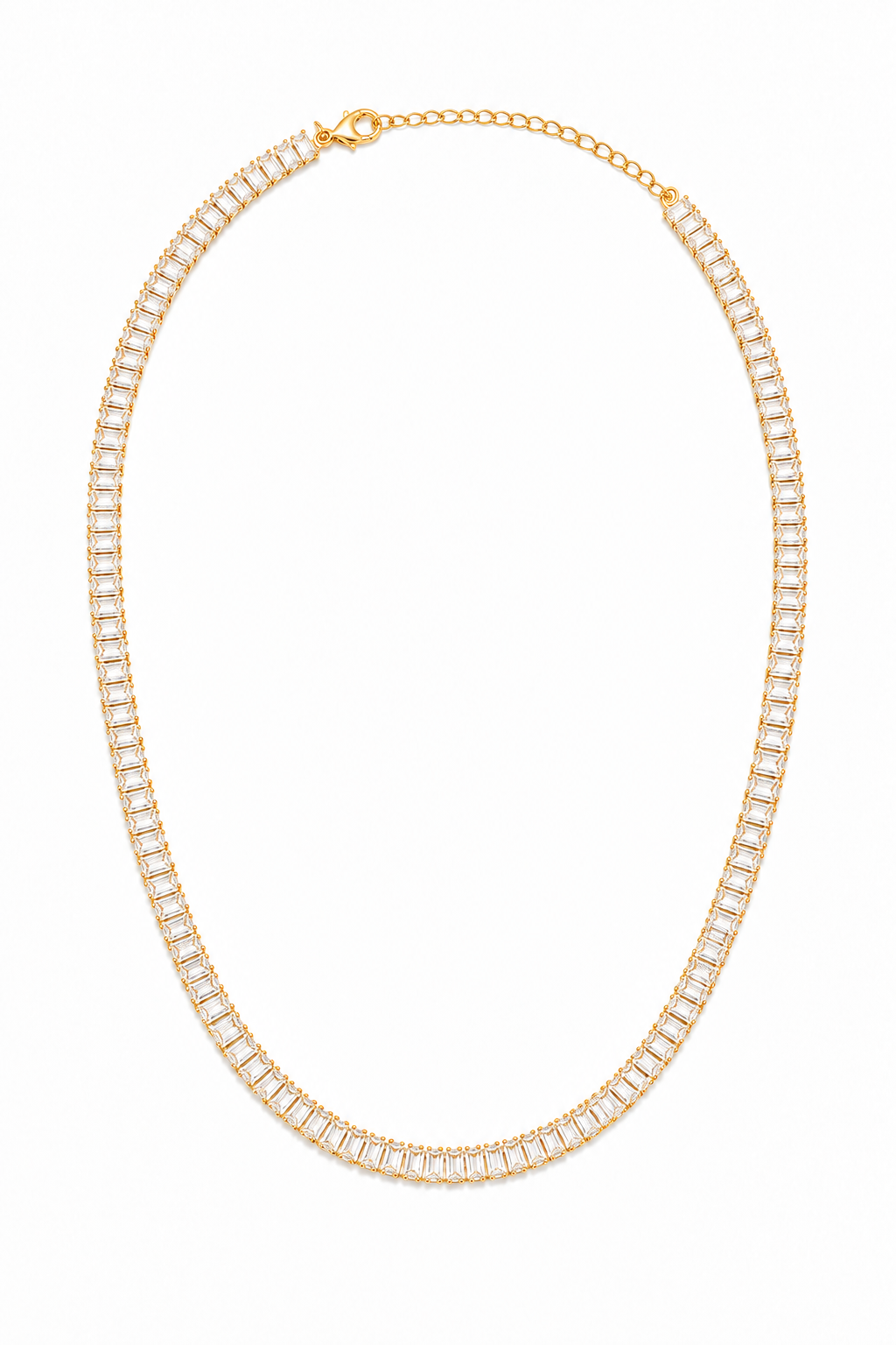 Colar Baguete Cristal 4mm Ouro 18k