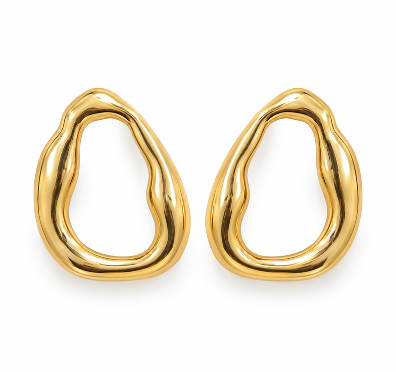Brinco Orgânico Shape Puffer Ouro 18k
