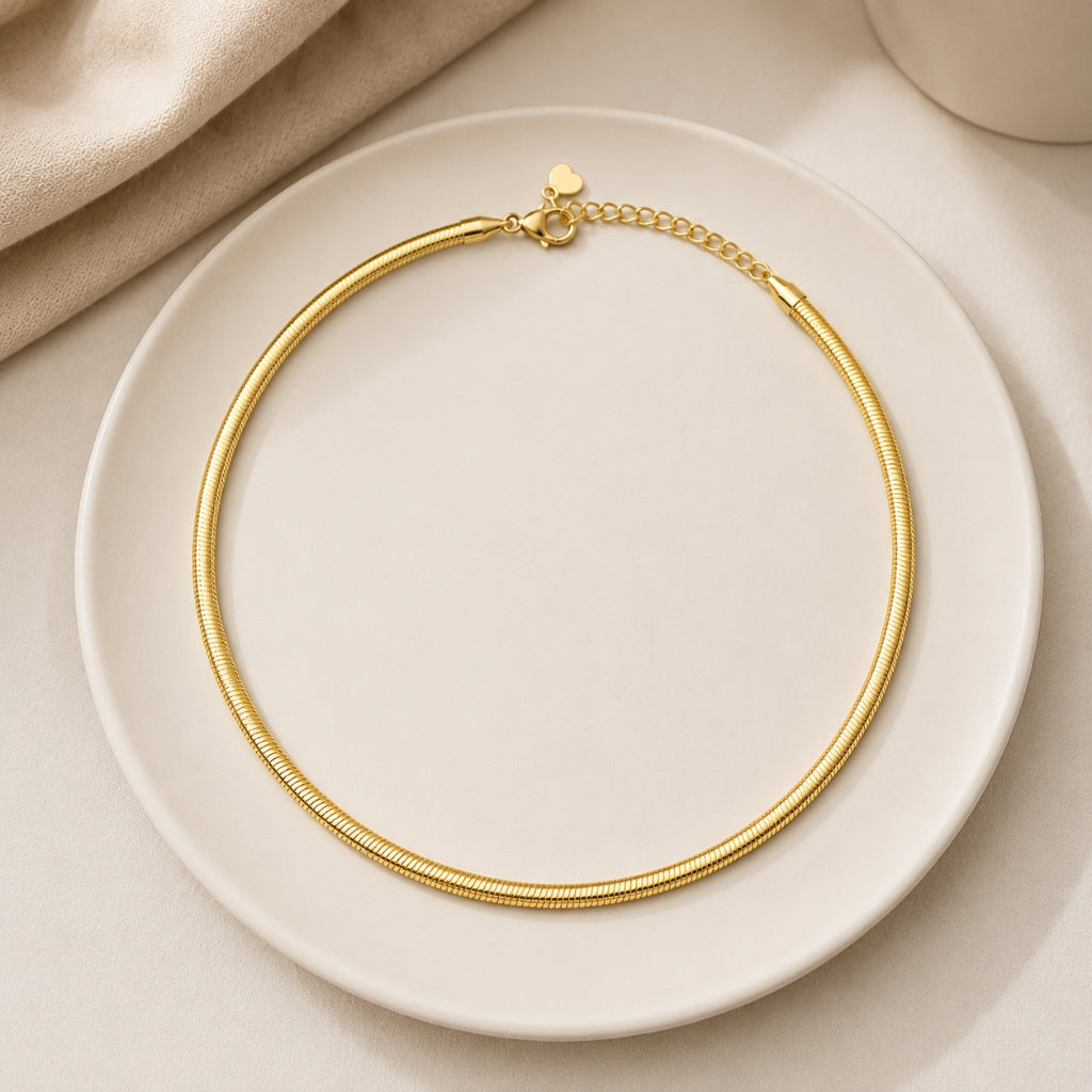 Colar Choker Fio Alemão 3mm Ouro 18k