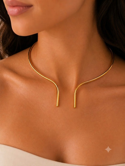 Choker Aro Traços Ouro 18k