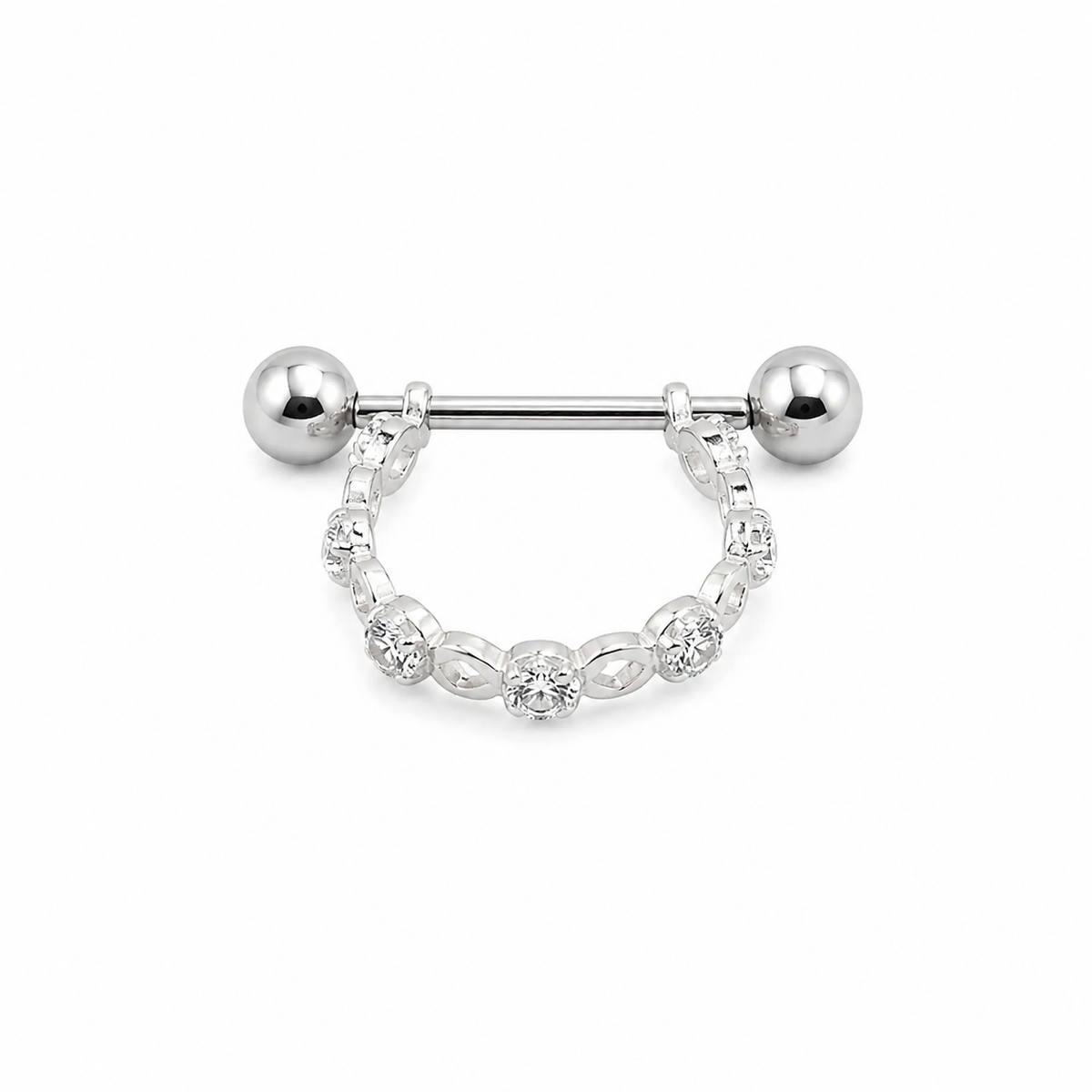 Piercing Argola Reta Micro Zircônia Prata 925