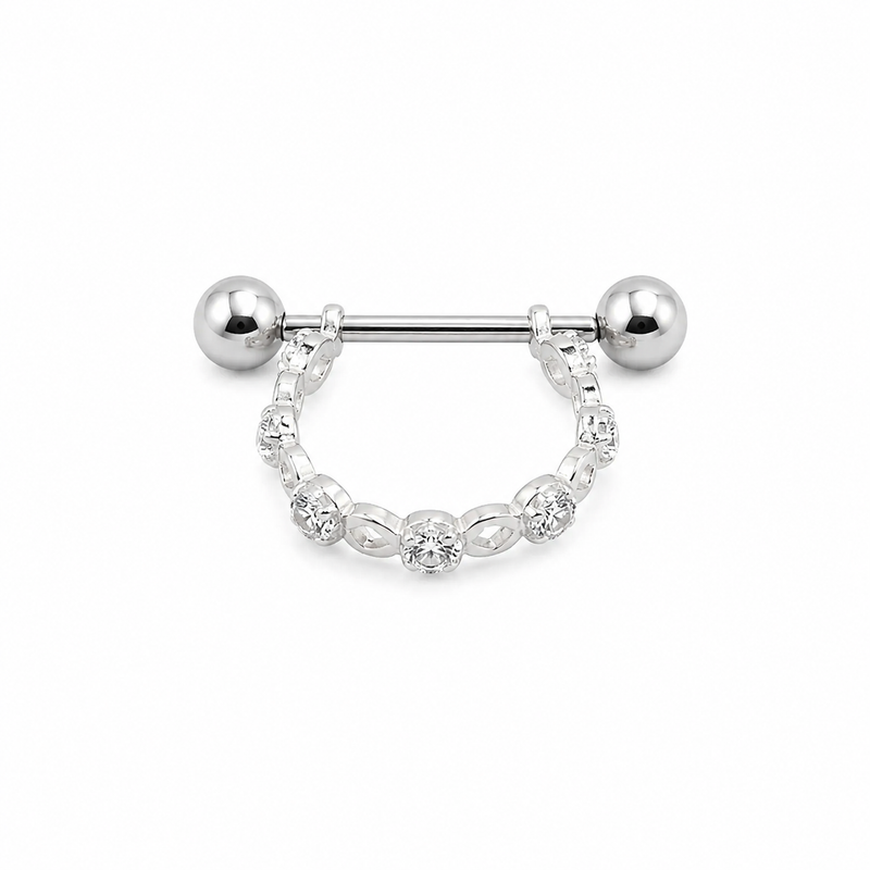 Piercing Argola Reta Micro Zircônia Prata 925