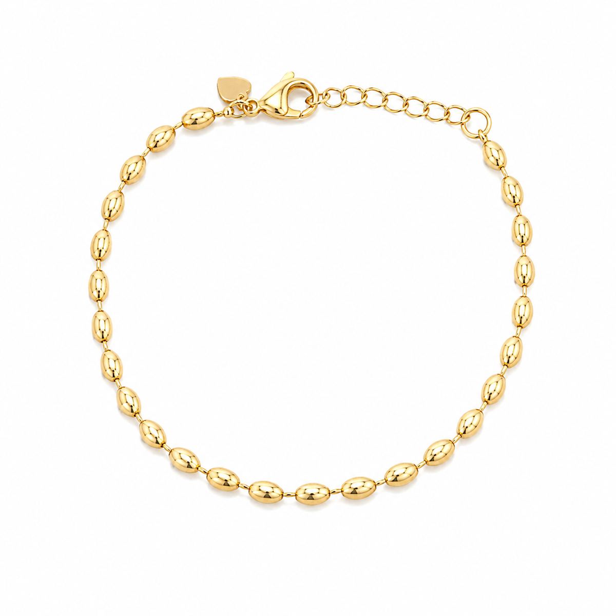 Pulseira Esferas Ovais Alongado Ouro 18k