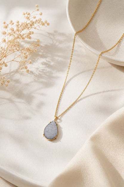 Colar Pedra Natural Ouro 18k