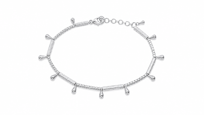 Pulseira Canutilho Fosco com Gotinha Ródio Branco