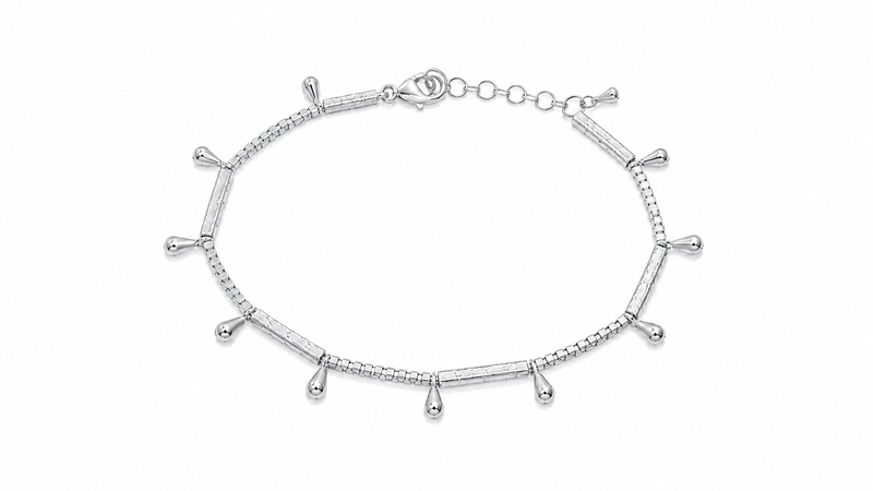 Pulseira Canutilho Fosco com Gotinha Ródio Branco