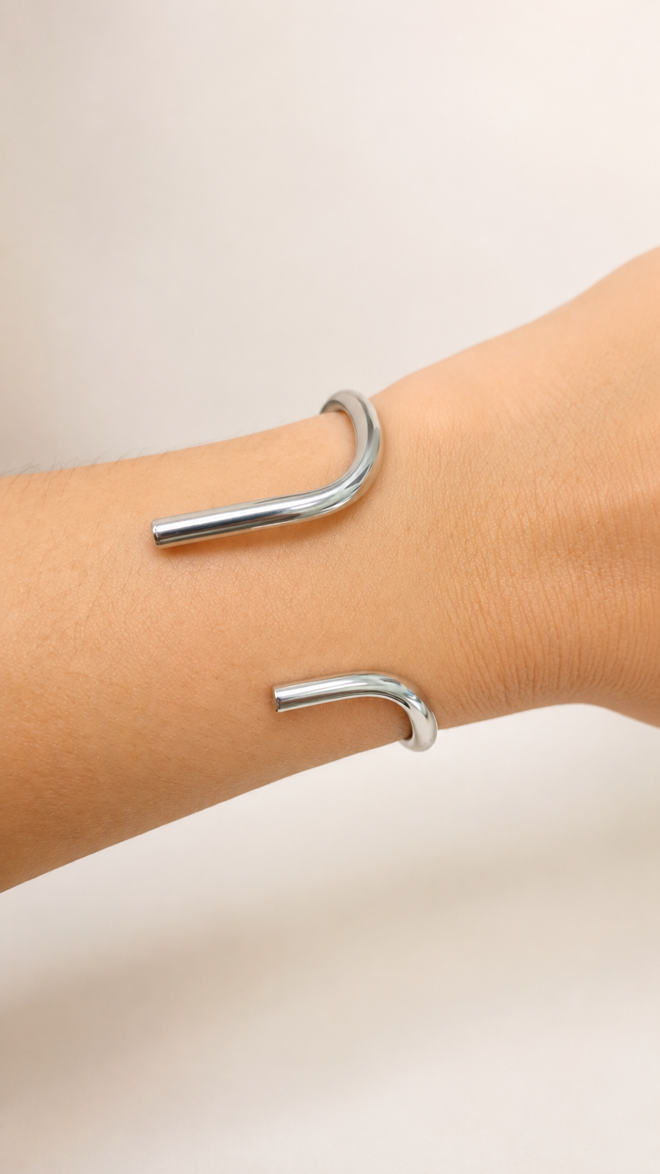 Bracelete Double Liso Ródio Branco