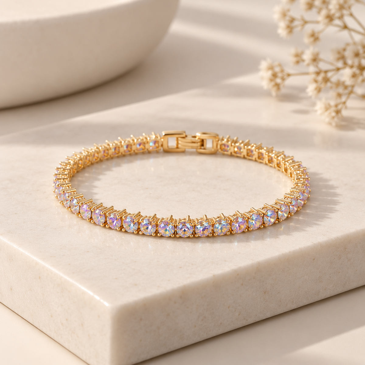 Pulseira Riviera Três Pontas Furta-Cor Ouro 18k