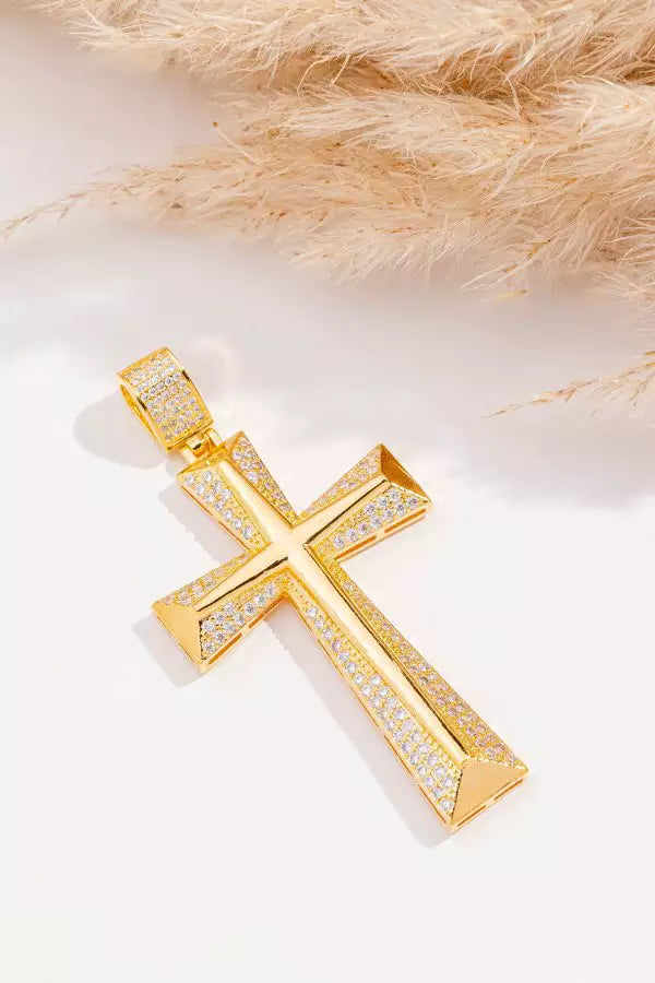 Pingente Cruz Cravejada Ouro 18k