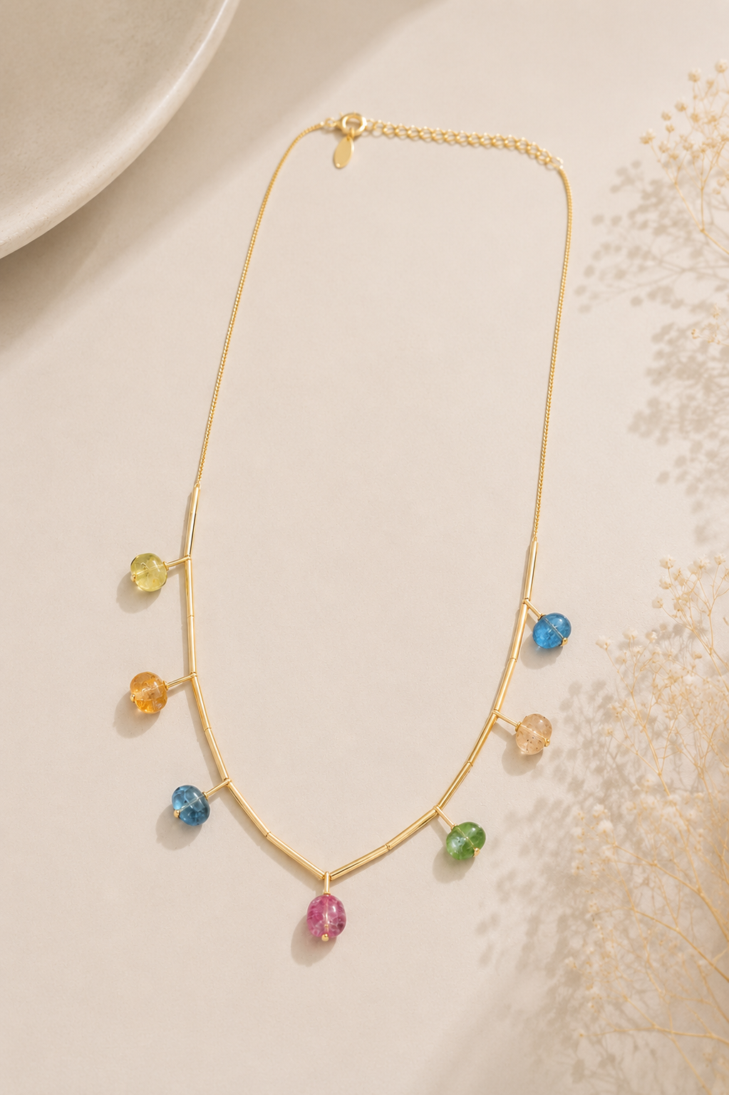 Colar Pedras Naturais Collor Ouro 18k