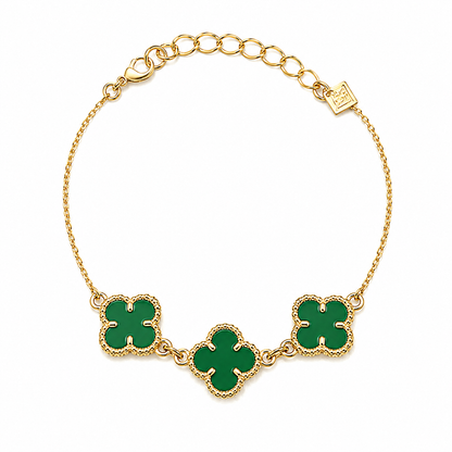 Pulseira Trevo Polímero Verde Ouro 18k