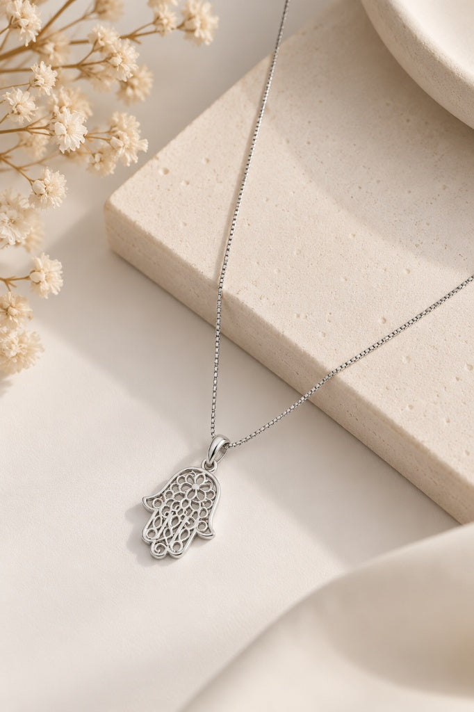 Colar Mão Hamsa Prata 925