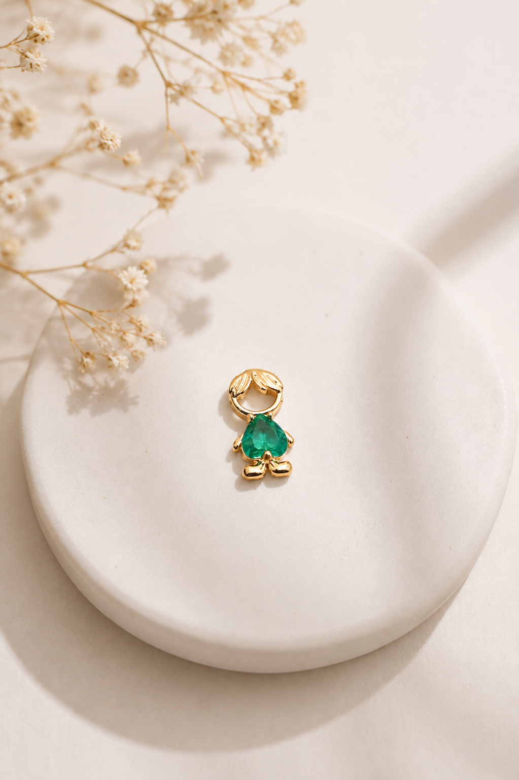 Pingente Filho Barriguinha Turquesa Ouro 18k