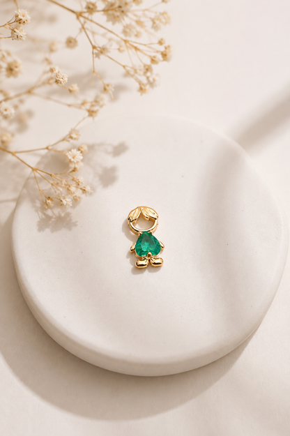 Pingente Filho Barriguinha Turquesa Ouro 18k