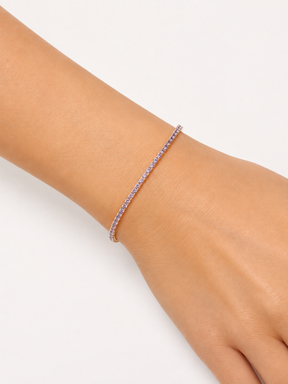 Pulseira Riviera Lilas 2mm Ródio Branco