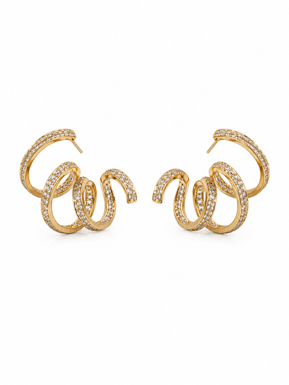 Brinco Loop Cravejado Ouro 18k