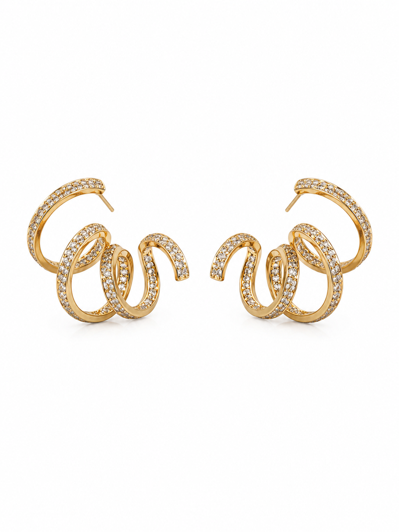 Brinco Loop Cravejado Ouro 18k