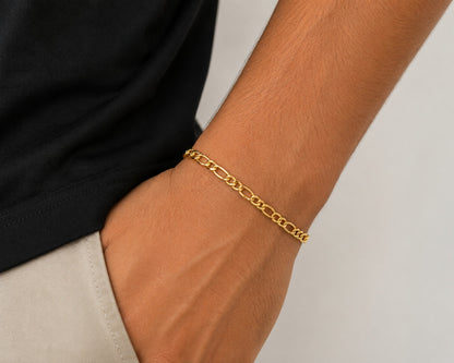 Pulseira Masculina Elo Alongado + Groumet Ouro 18k