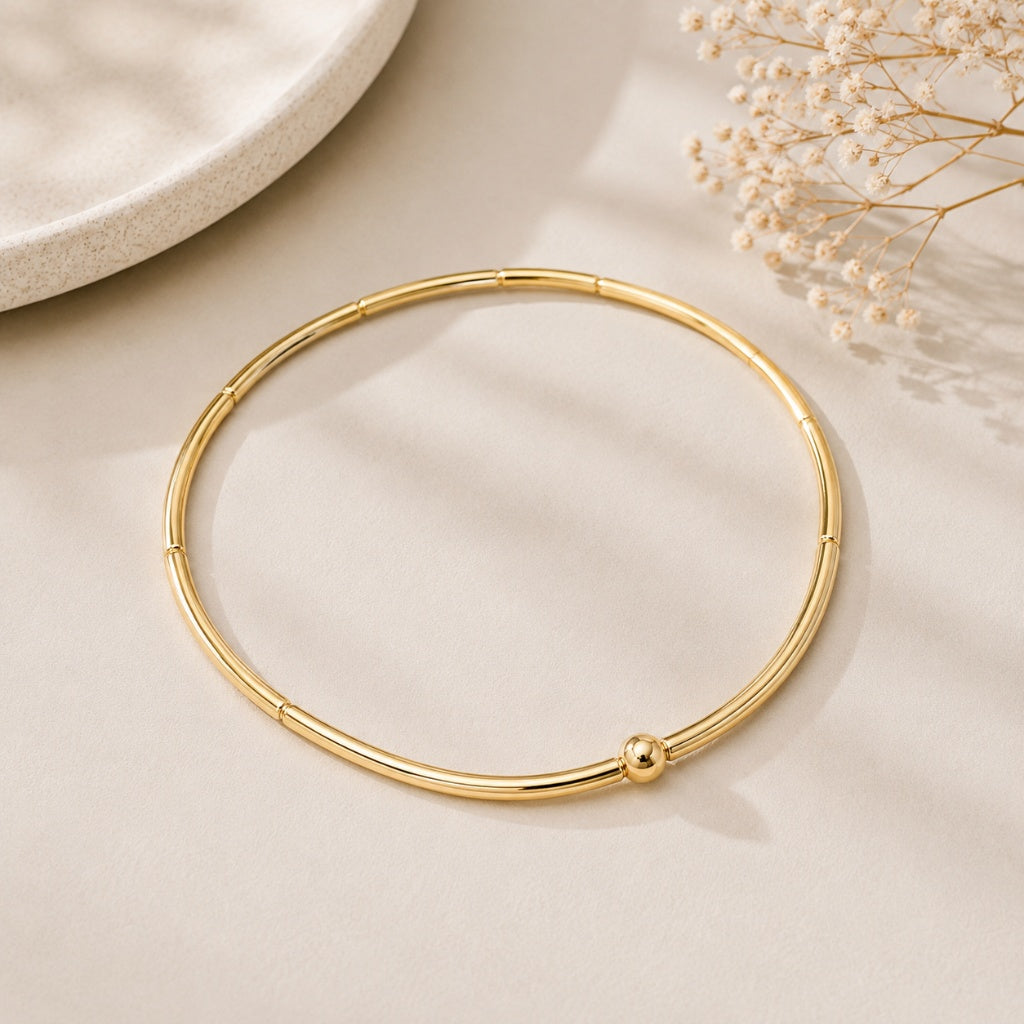 Pulseira Canutilho Orgânico Nylon Ouro 18k