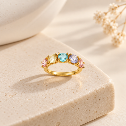 Anel Rainbow Meia Aliança Ciganinha Ouro 18k