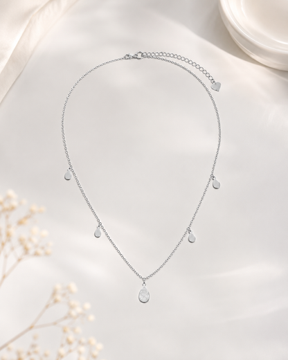 Choker Cartier Chapinha com Gotinha Ródio Branco