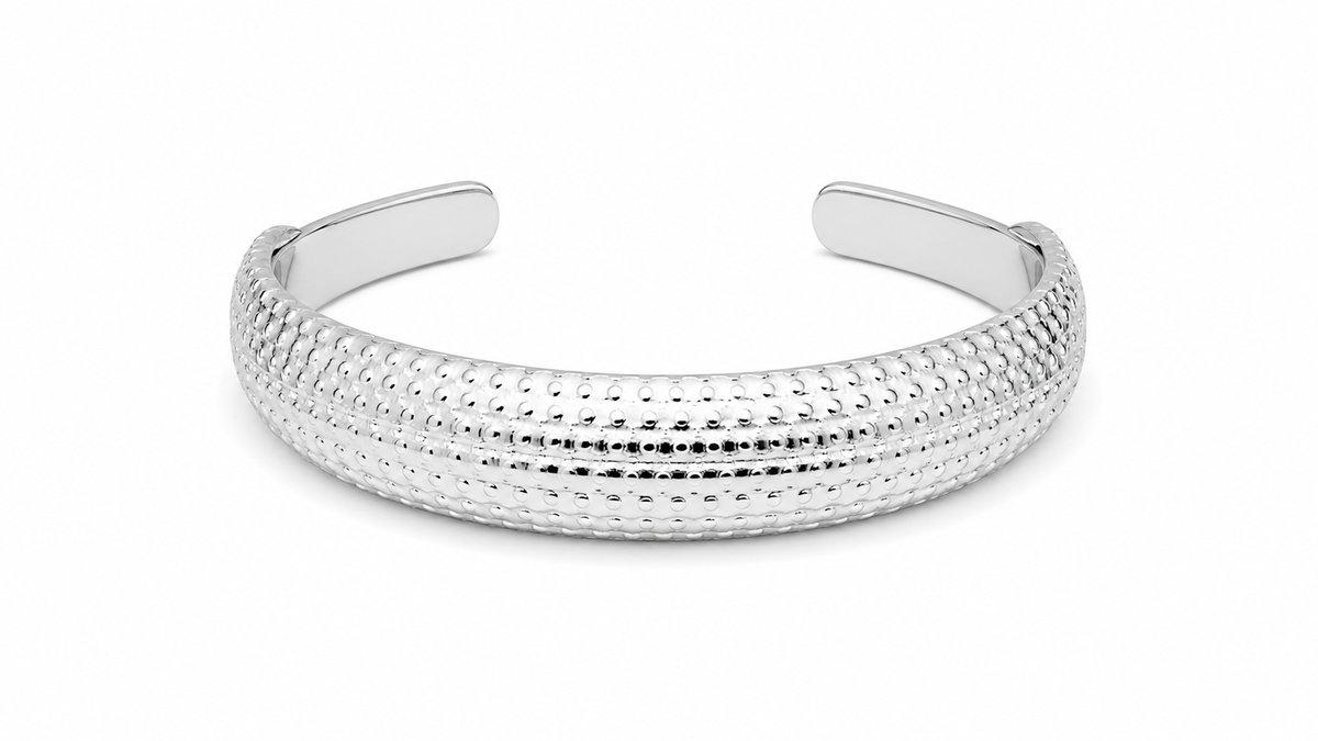 Bracelete Texturizado Ródio Branco
