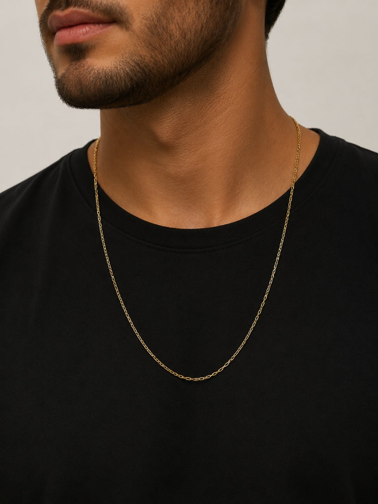 Corrente Masculina Elo Cartier Mini Puffer Ouro 18k