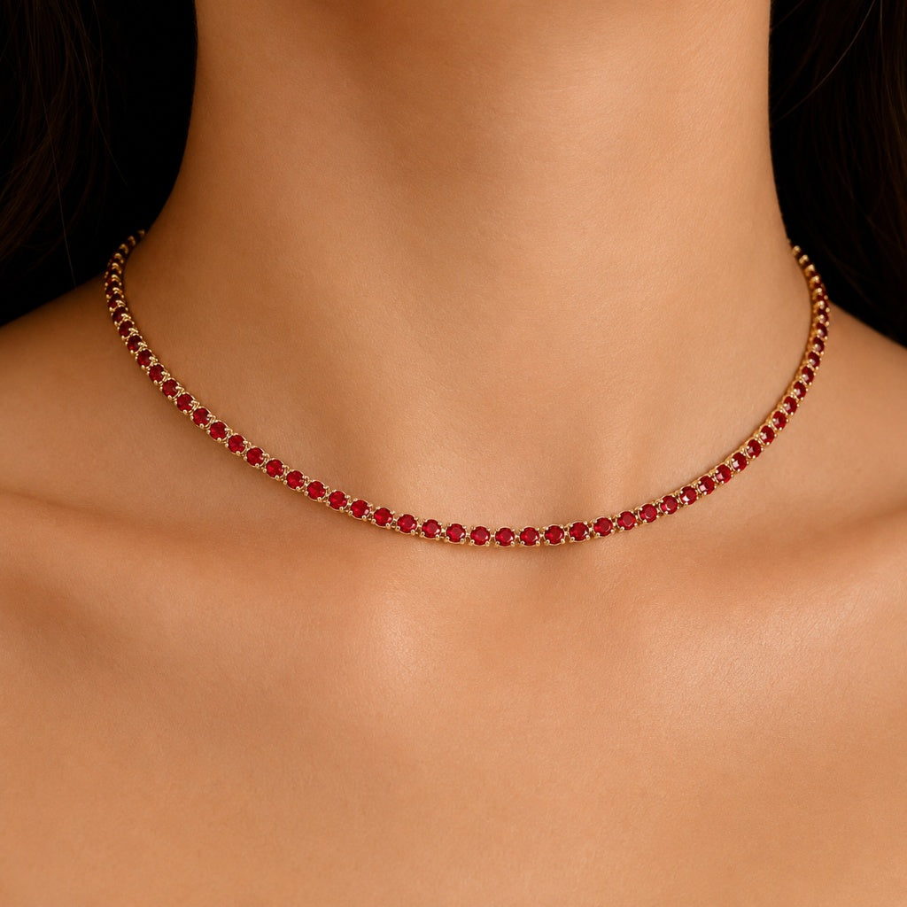 Colar Riviera Rubi 2mm Ouro 18k