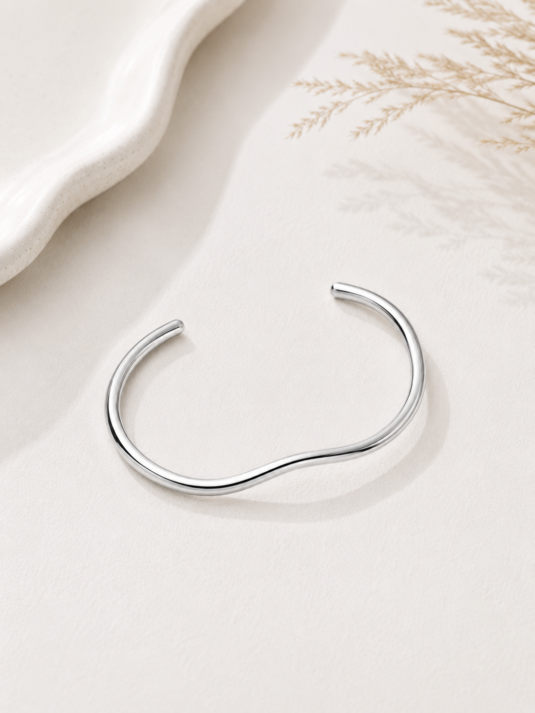 Bracelete 1mm Ondulado Ródio Branco