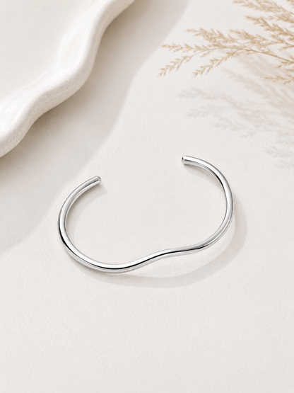 Bracelete 1mm Ondulado Ródio Branco