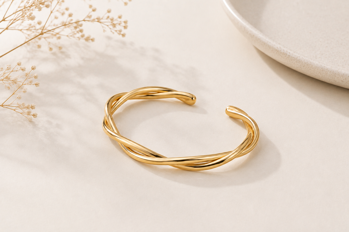 Bracelete Meio Torcido Ouro 18k