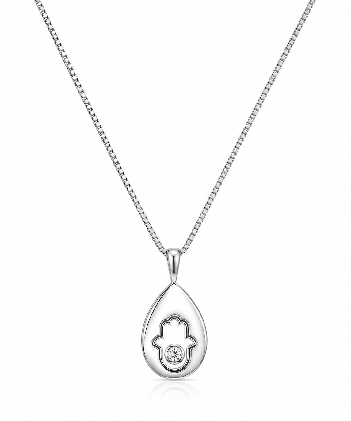 Colar Gota Mão de Fátima Prata 925