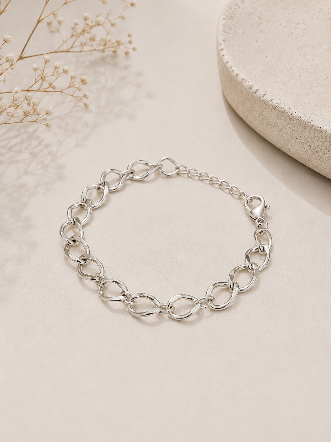Pulseira Elo Ródio Branco