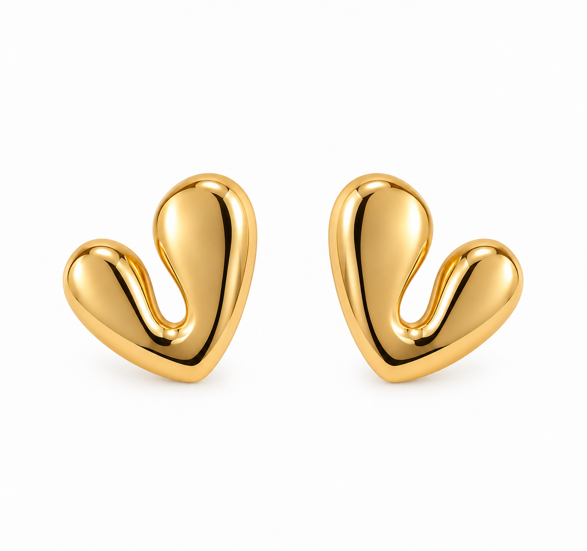 Brinco Coração Orgânico Liso Ouro 18k
