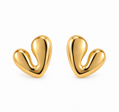 Brinco Coração Orgânico Liso Ouro 18k