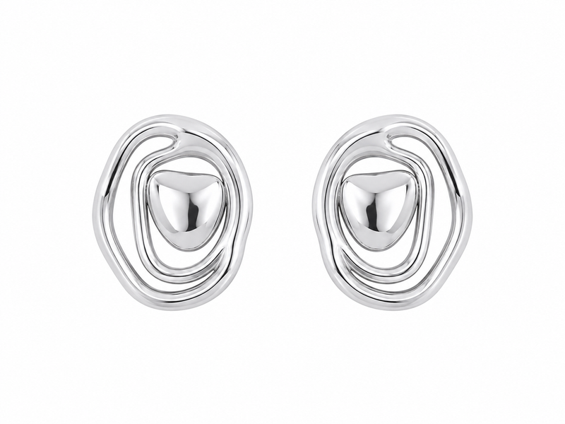 Brinco Contorno Ródio Branco