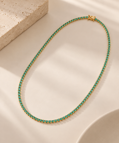 Colar Riviera Três Pontas Turquesa Ouro 18k