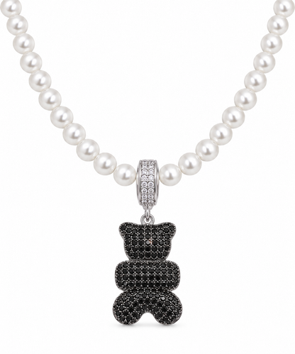 Scarlat SKU 14997 foto 1 | Colar Teddy com Pérola e Cravejado Ródio Branco