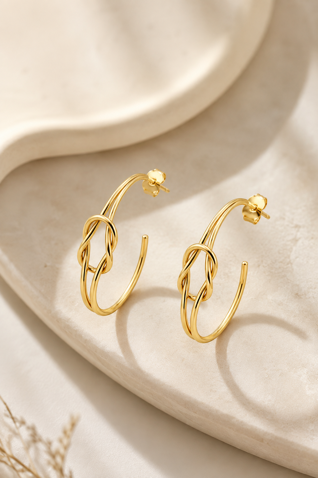 Brinco Argola Lisa Nó Duplo Ouro 18k