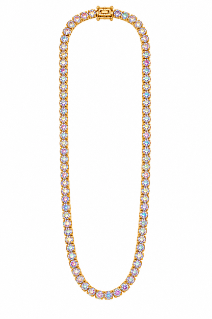 Colar Riviera Três Pontas Furta-Cor Ouro 18k