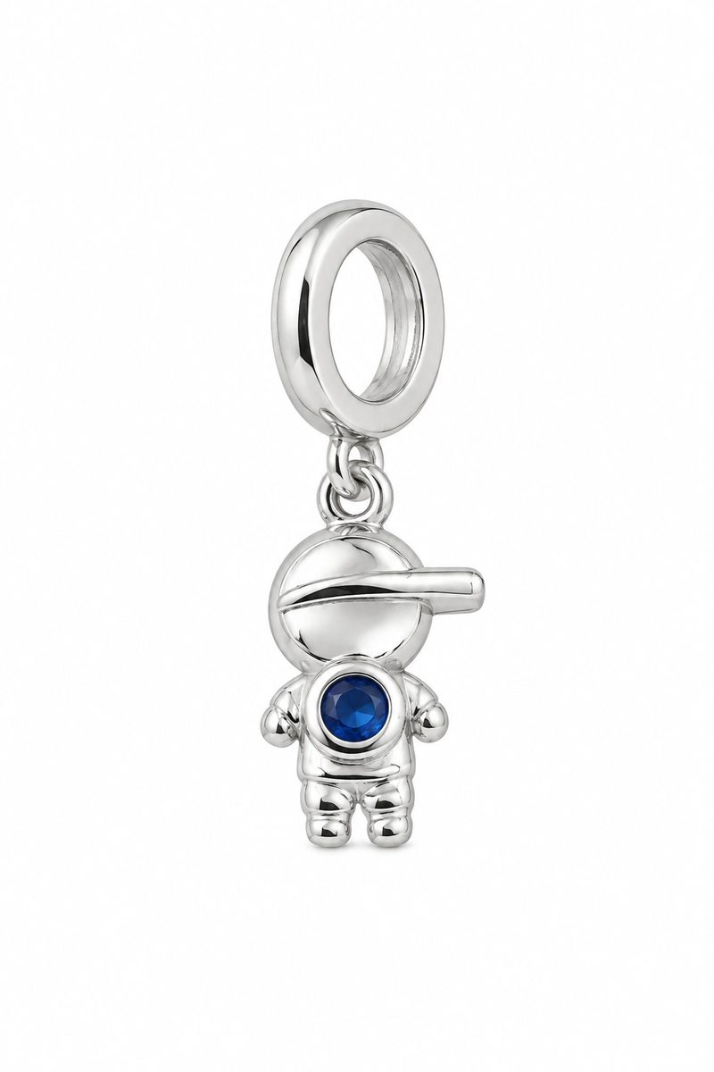 Pingente Menino Pedra Azul Ródio Branco