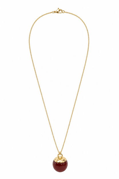 Colar Veneziana Longa com Cereja Ouro 18k