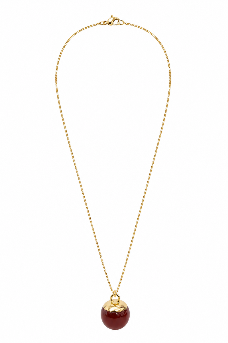 Colar Veneziana Longa com Cereja Ouro 18k