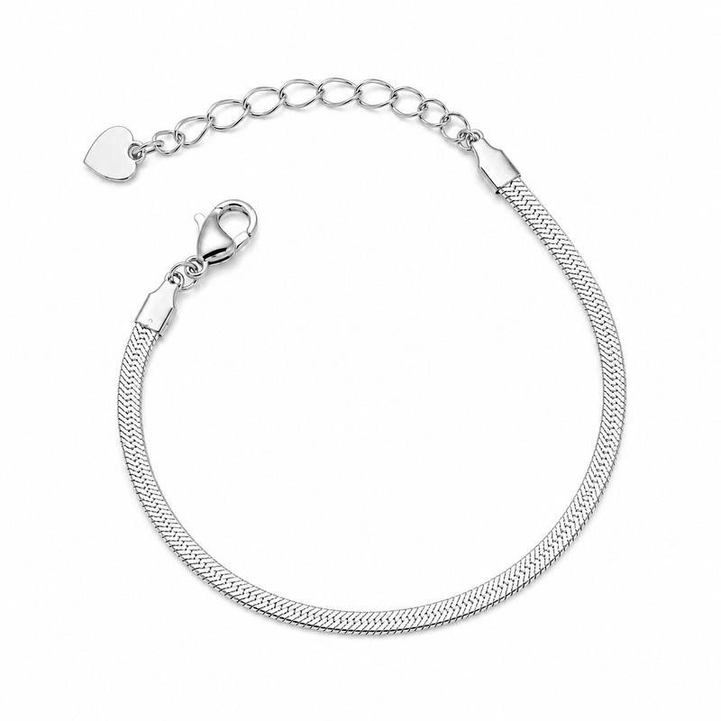 Pulseira Fita Laminada 3mm Ródio Branco
