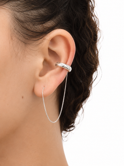 Brinco Corrente com Piercing Fake Prata 925