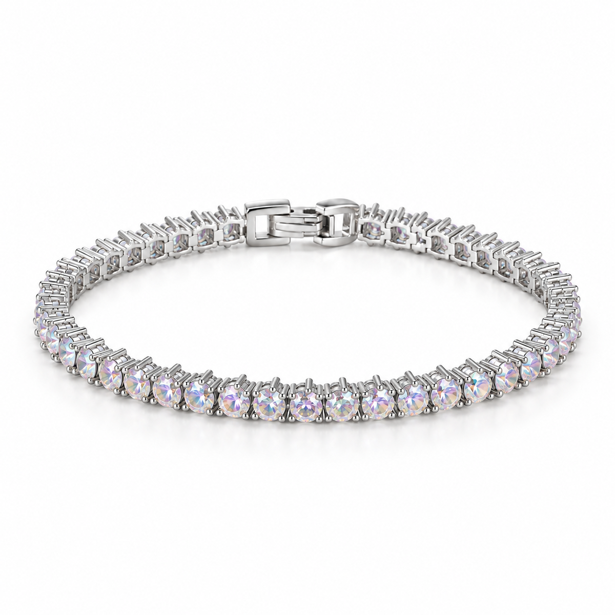 Pulseira Riviera Três Pontas Furta-Cor Ródio Branco