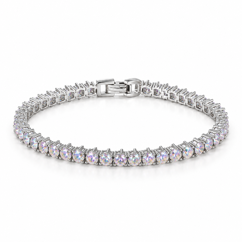 Pulseira Riviera Três Pontas Furta-Cor Ródio Branco